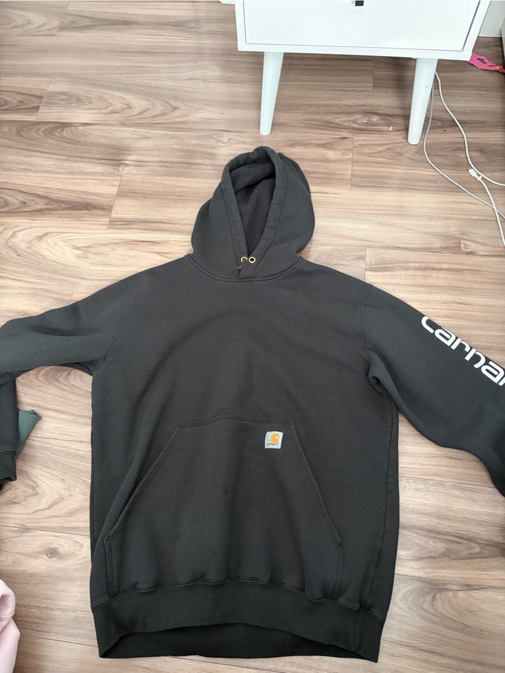 Carhartt Black Hooded Sweatshirt with Sleeve Logo